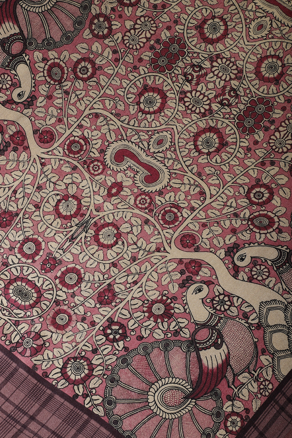 Wine Printed Spun Unstitched Suit Fabric
