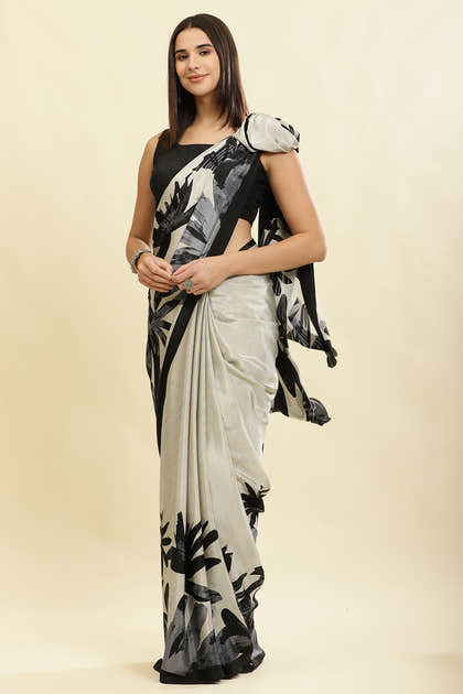 Pista Printed Crepe Silk Saree