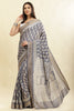 Grey Color Cotton Silk Boota Printed And Zari Woven Saree