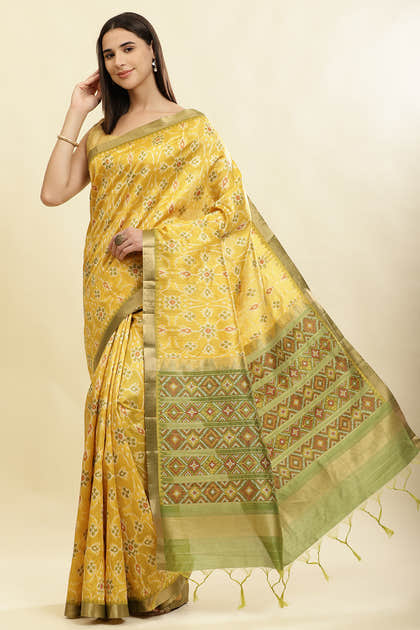 Mustard Cotton Silk Resham Woven Saree