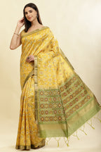 Mustard Cotton Silk Resham Woven Saree