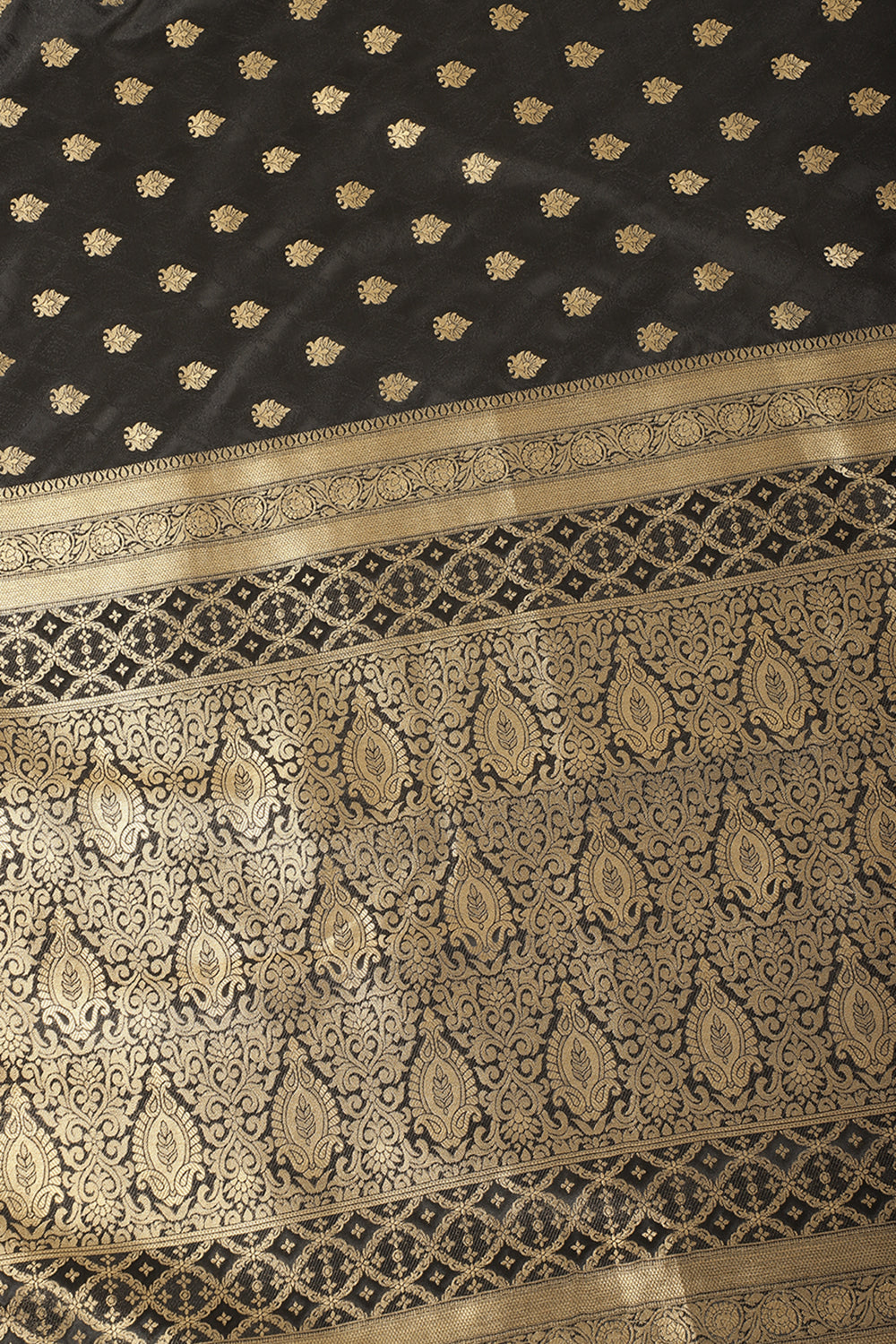 Black Soft Silk Zari and Resham Woven Saree