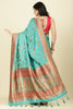 Teal Silk Madhubani Woven Saree