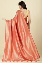 Dark Peach Colour Soft Silk Leheria Zari Woven Saree