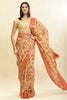 Beige & Orange Cotton Silk Floral Printed Saree