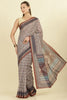 Brown Ajrakh Block Printed Cotton Saree