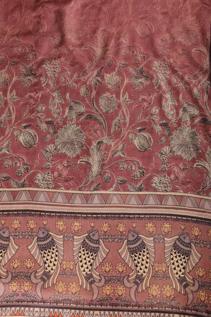 Light Maroon Floral Printed Spun Unstitched Suit Material
