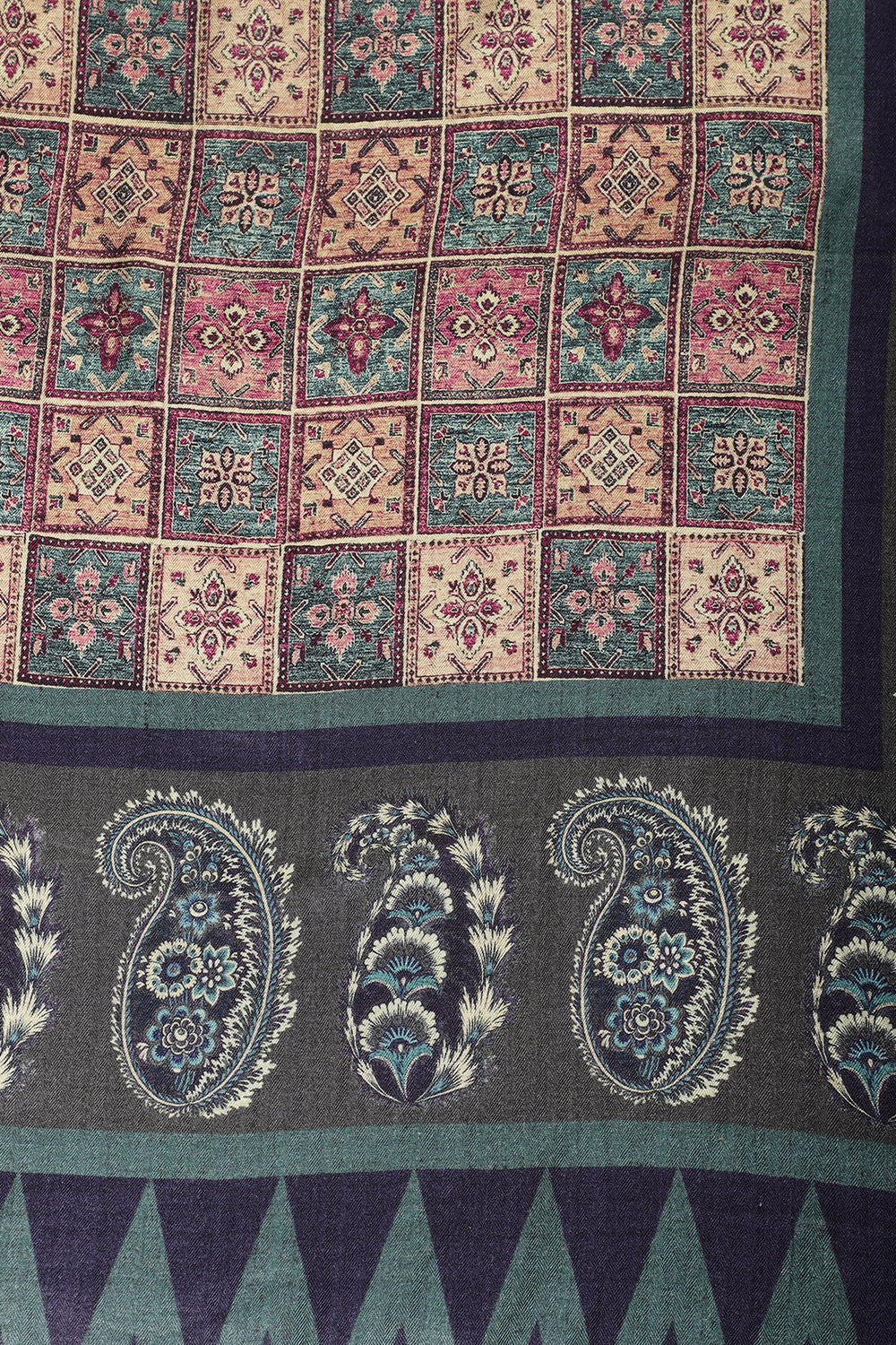 Greenish Grey Spun Printed Unstitched Suit