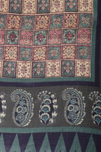 Greenish Grey Spun Printed Unstitched Suit