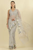 Grey Kota Cotton Floral Resham Embroidered And Zari Woven Saree