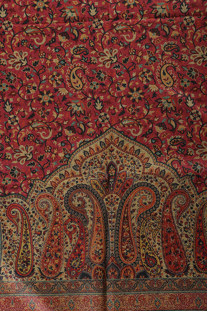Cranberry Color Pashmina Digital Printed Unstitched Suit Fabric