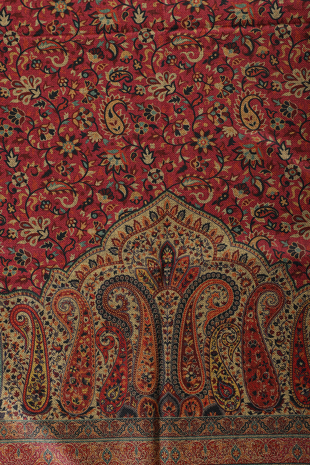 Cranberry Color Pashmina Digital Printed Unstitched Suit Fabric