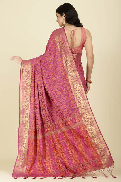 Mauve Color Tussar Woven Silk Saree