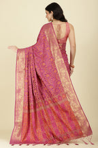 Mauve Color Tussar Woven Silk Saree