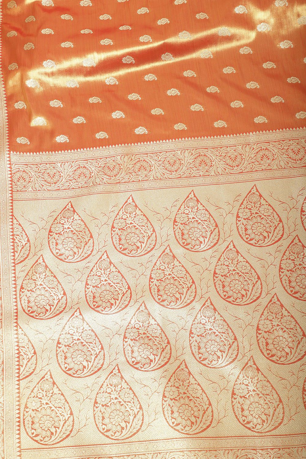 Red & Gold Dual Toned Silk Woven Saree