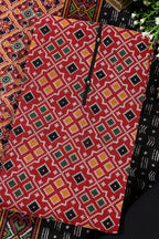 Maroon Printed Ikkat Cotton Unstitched Suit Material