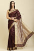 Wine Color Cotton Silk Madhubani Print Saree