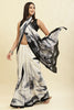White Printed Crepe Silk Saree