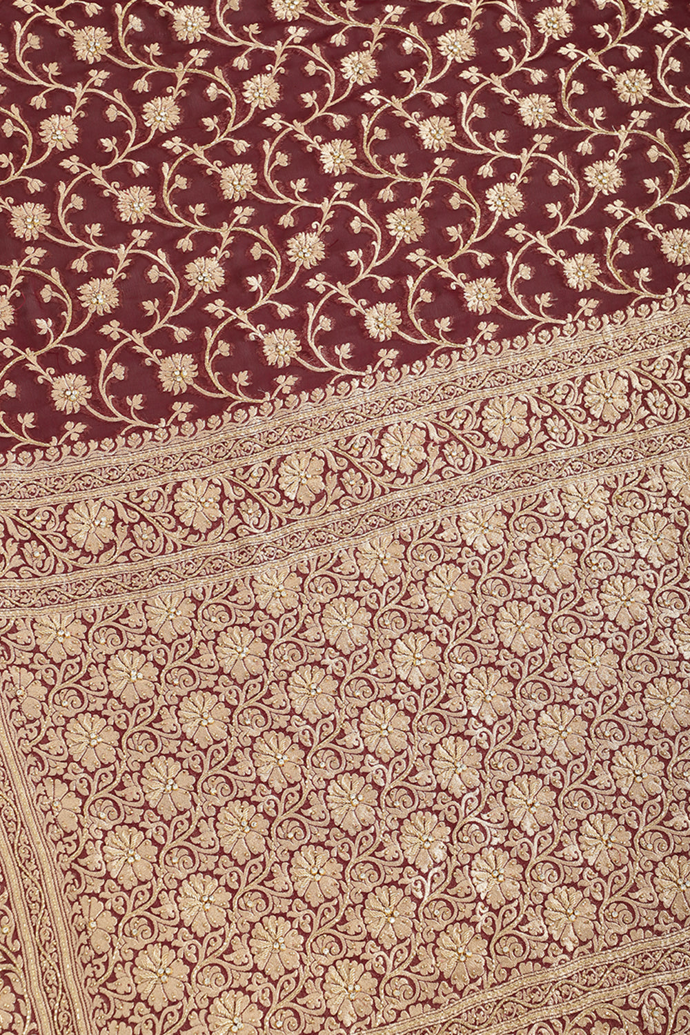 Wine Color Pure Khaddi Georgette Banarasi Saree