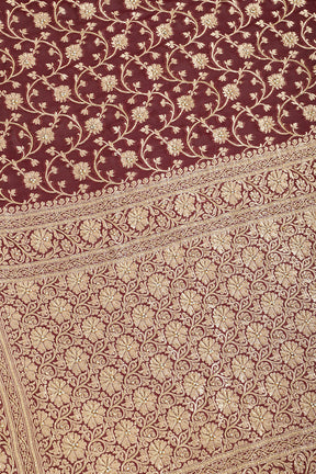 Wine Color Pure Khaddi Georgette Banarasi Saree