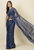 Navy Georgette Printed Saree