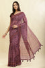 Dusky Purple Cotton Silk Printed Saree