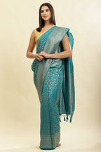 Eastern Blue Lightweight Banarasi Silk Weaving Saree