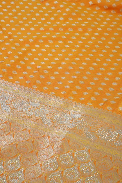 Organe Silk Zari Woven And Swaroski Work Saree