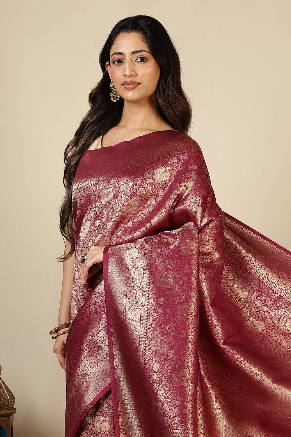 Dark Scarlet South Silk Woven Saree