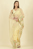 Yellow Kota Cotton Floral Resham Embroidered And Zari Woven Saree