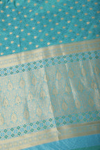 Teal Blue Soft Silk Zari and Resham Woven Saree