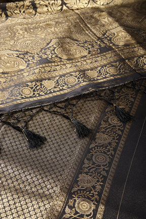 Black Colour South Silk Heavy Woven Saree