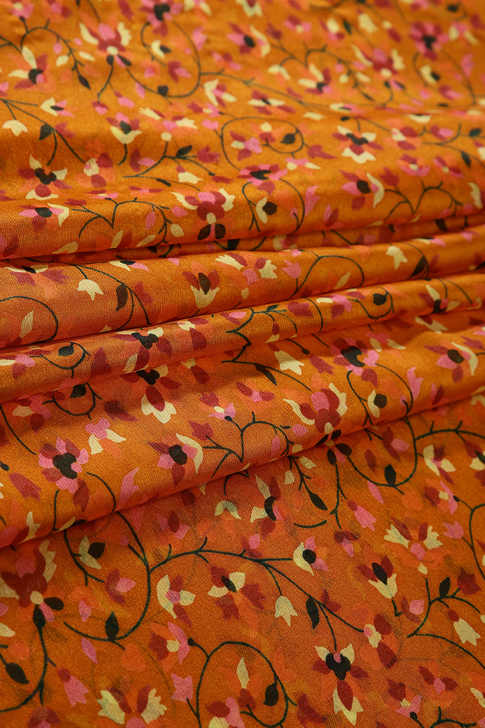 Mustard Color Chiffon Floral Zari Border Printed Saree
