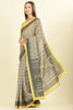 Olive Green Ajrakh Block Printed Cotton Saree