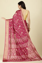 Dark Magenta Cotton Silk Printed Saree