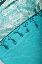 Teal Color Zari Woven South Silk Saree