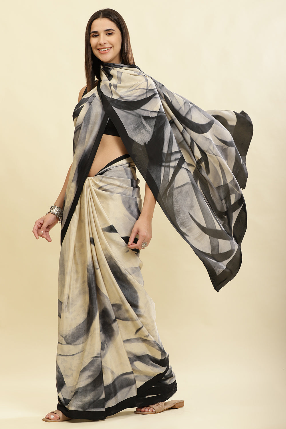 Tussar Printed Crepe Silk Saree