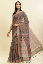 Green Cotton Silk Floral Boota Printed Saree