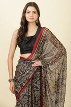 Black  Chiffon Floral Printed Saree