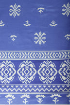 Blue Floral Block Print Cotton Unstitched Suit Fabric