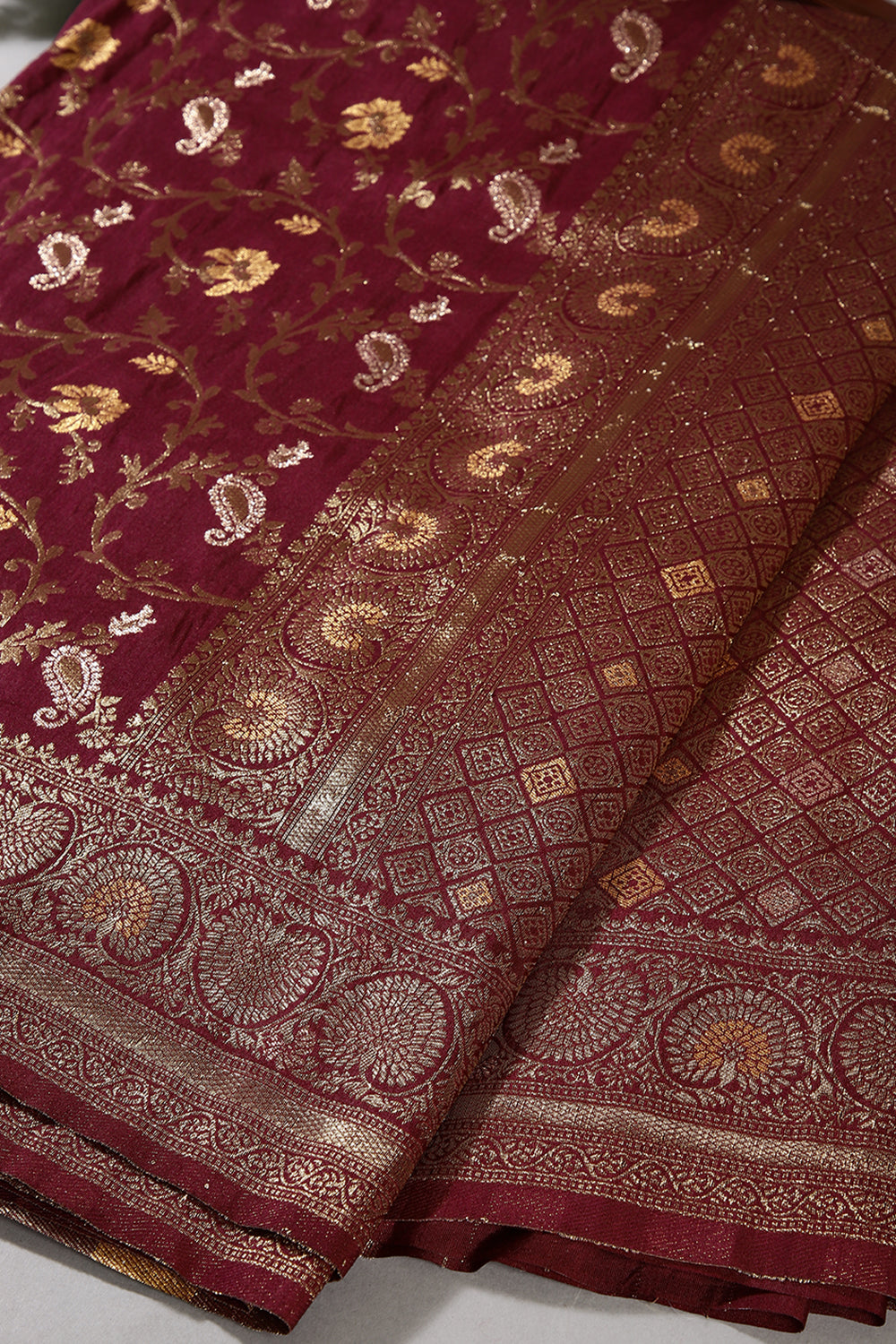 Wine Color Zari Woven South Silk Saree