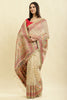 Beige Chanderi Cotton kashida Weaves Saree