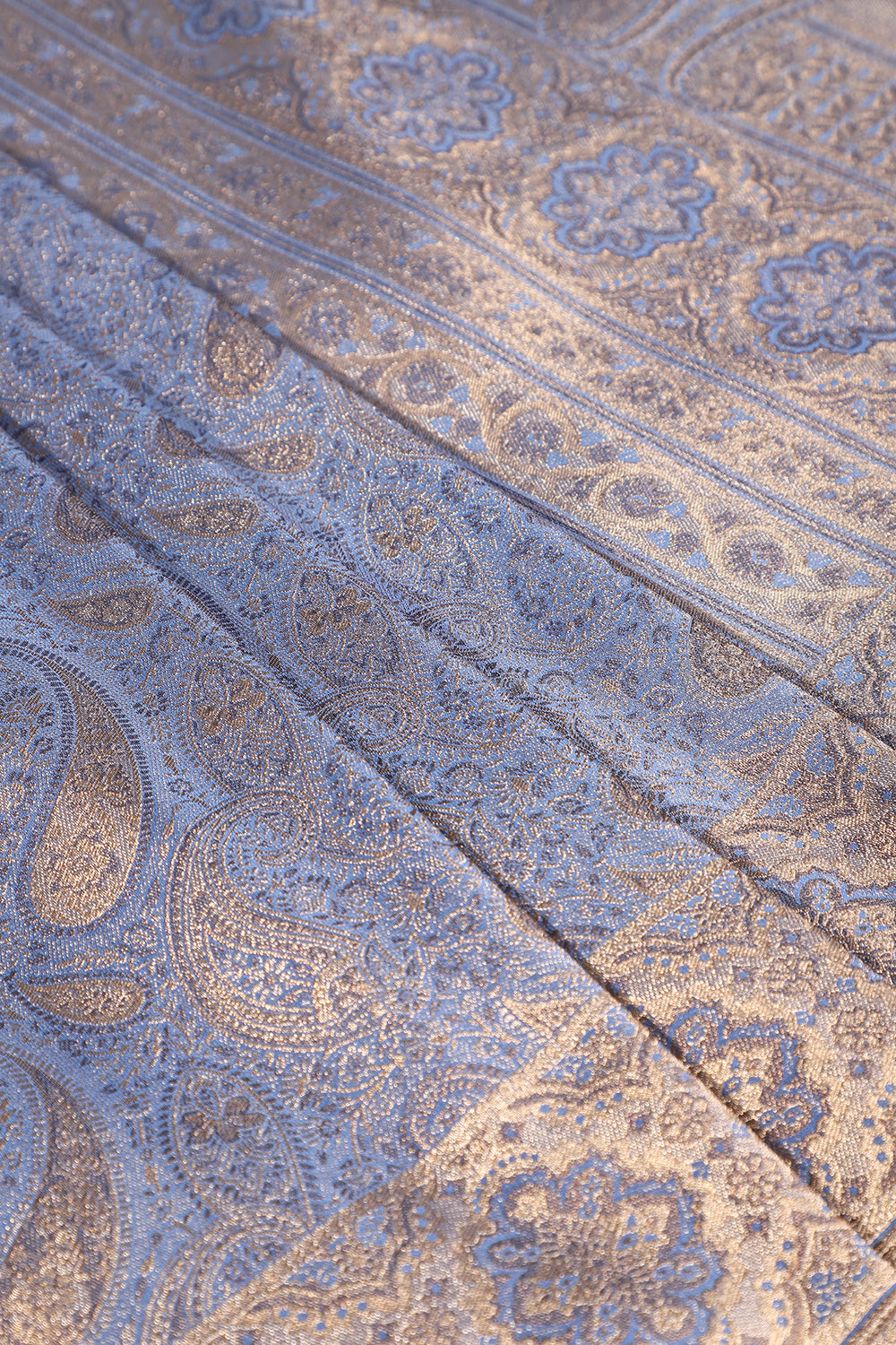 Greyish Blue Colour Silk Zari Woven Saree