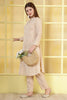 Beige Cotton Resham Embroidered Kurta Set