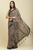 Bottle Green Cotton Silk Ajrakh Block Printed Saree
