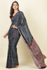 Navy Jacquard Silk Bandhani Printed Saree