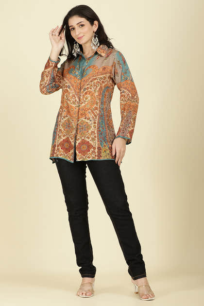 Multi-Color Muslin Printed Tunic Top