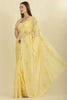 Pale Yellow Floral Resham Embroidered Cotton Saree
