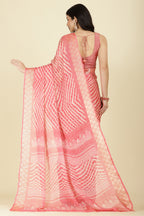 Pink Color Chiffon Leheriya Printed Saree