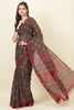 Black & Wine Cotton Bagru Printed Saree